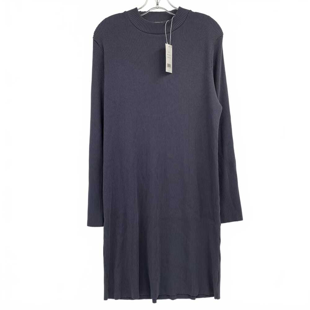 Vince Gray Ribbed Long Sleeve Mini Dress | Womens XL